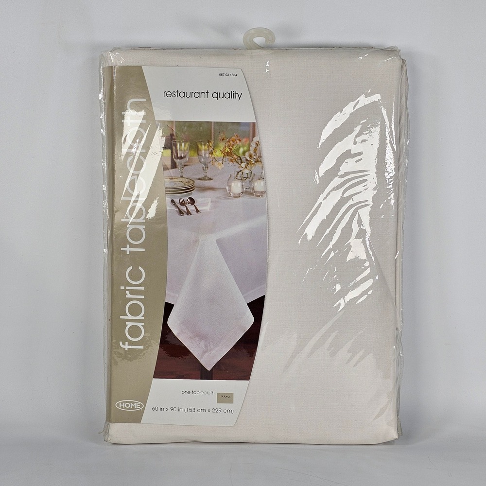 Home Restaurant Quality Fabric Tablecloth 60x90 Oblong 100% Cotton Cream NIP